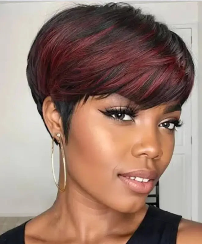 Tamara | Pixie Cut Human Hair Wig - 1B/99J-Off Black/Burgundy - Wigs