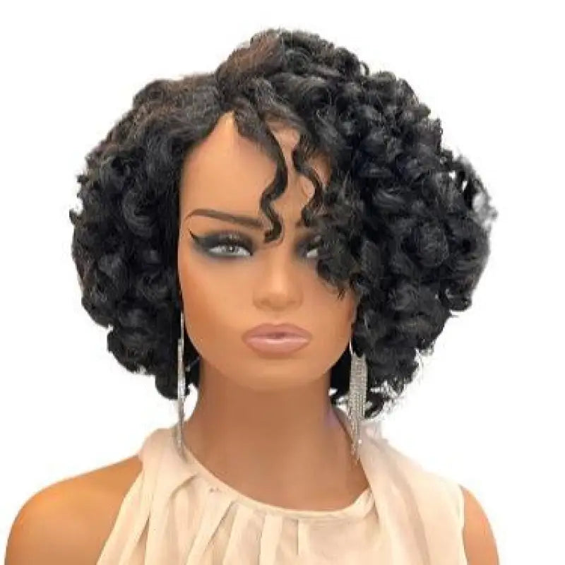 1B-Off Black   Adrianna | Curly Wig - Layered Tight Rod Synthetic Style Curly Wig LE' HOST HAIR AND WIGS