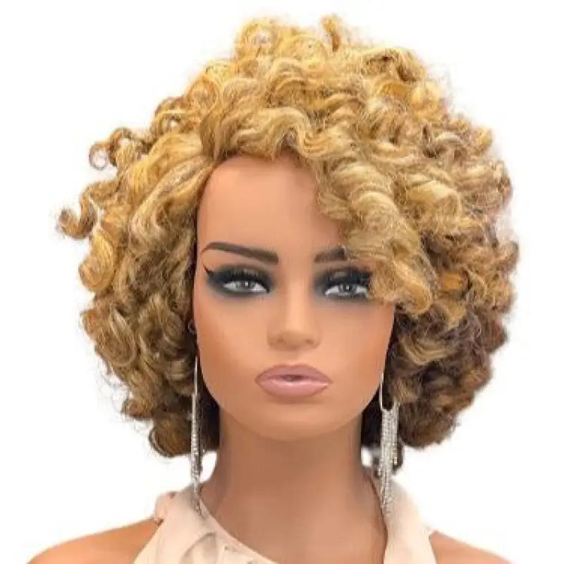 2216- Blonde Mix   Adrianna | Curly Wig - Layered Tight Rod Synthetic Style Curly Wig LE' HOST HAIR AND WIGS