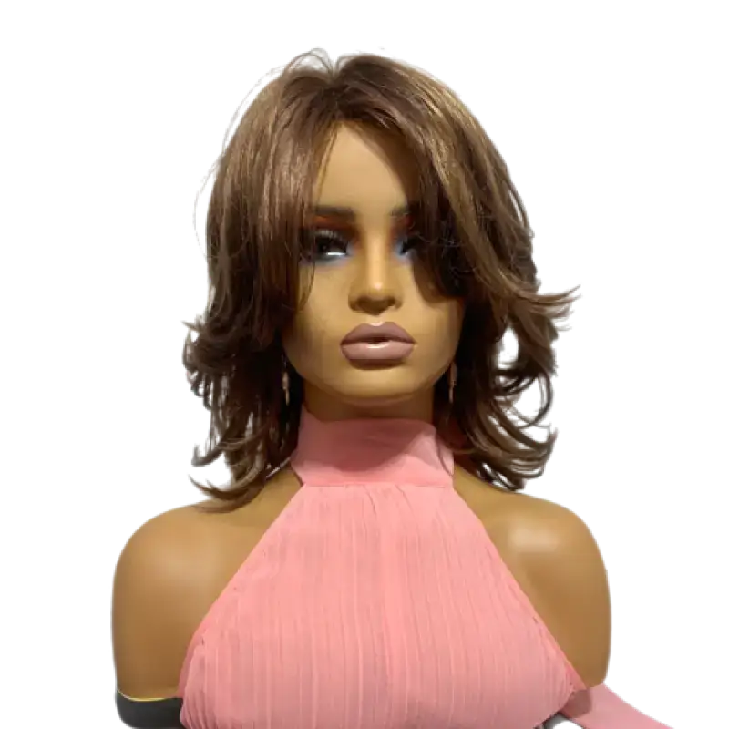 4/33-Med Brn/Med Auburn 6"  Shemeka | Premium Short Curly Wig - Voluminous & Stylish  Le'Host Hair & Wigs