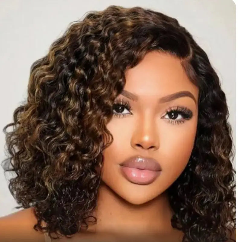 Daisy | Short Tight Curly 13x6 Lace Front - 4/6-Med Brown/Light Brown / 12’’ - wig