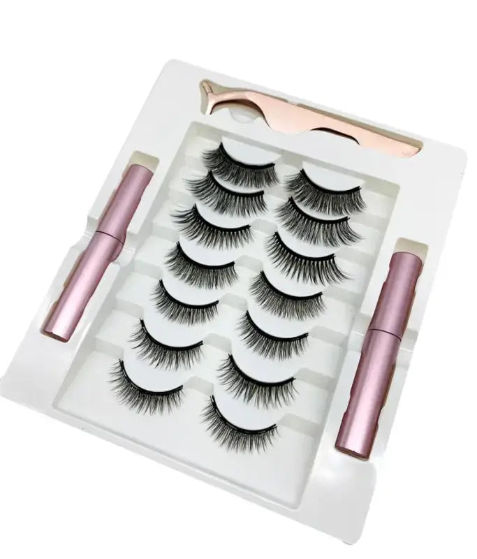    712 - 7 VARIOUS SIZE MAGNETIC LASHES 2 EYELINER'S AND 1 LASH APPLICATOR False Eyelashes LE' HOST HAIR & WIGS