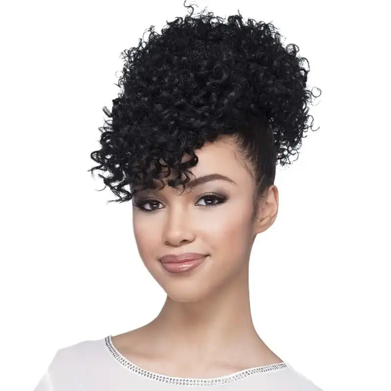    706 - Megan | Versatile Braided Curly Hair Wig with Bangs and Bun Wigs LE' HOST HAIR & WIGS