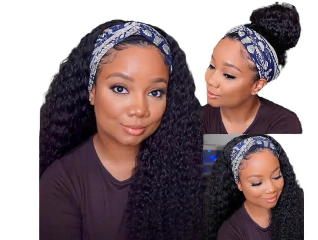    733 - Venus | Human Premium Headband Curly Hair Wig: Natural Human Hair Black Curly Wig  LE' HOST HAIR & WIGS