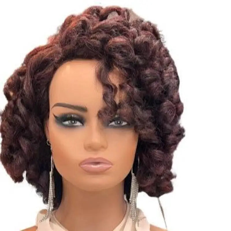 99J-Burgundy-Burgundy   Adrianna | Curly Wig - Layered Tight Rod Synthetic Style Curly Wig LE' HOST HAIR AND WIGS