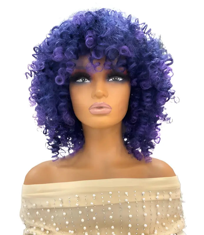 Purple curly wig