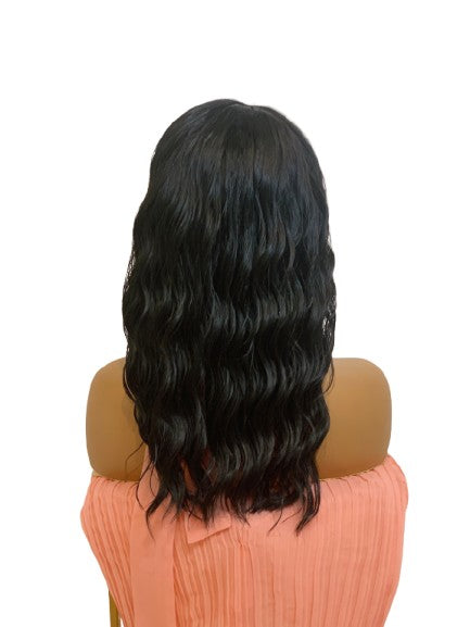 Synthetic headband wig black Back 
