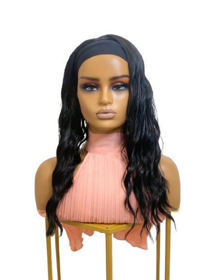 Synthetic headband wig black front