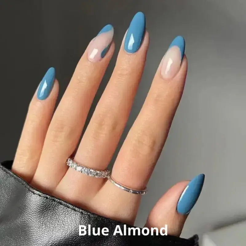 Blue Almond   FINGER NAIL TIPS Nails LE' HOST HAIR & WIGS