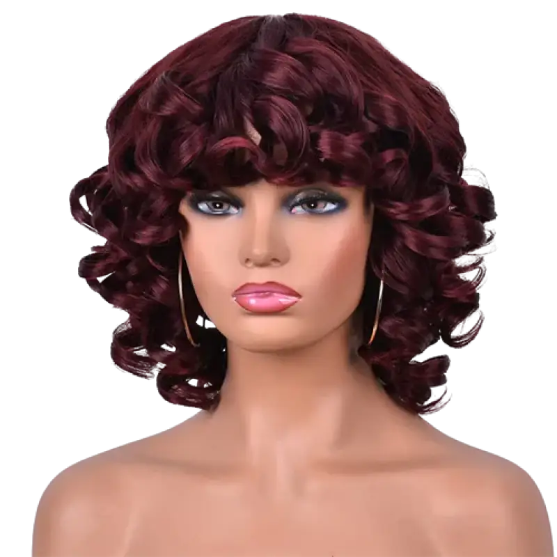Curly Mid length sythetic wigs | 1022 - LIZZY Wigs LE' HOST HAIR & WIGS BURGUNDY  
