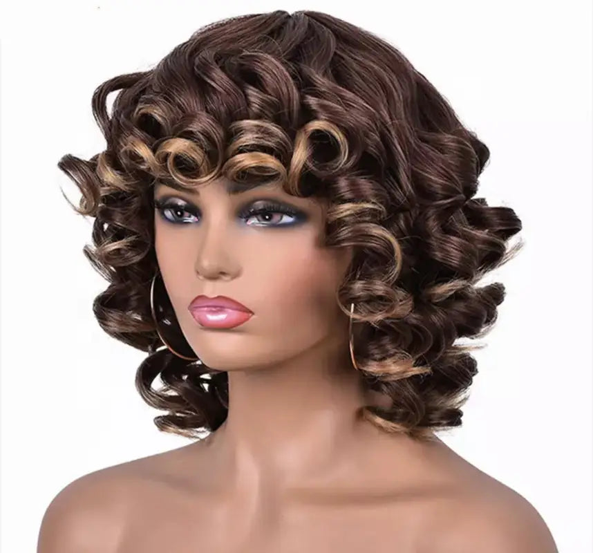 Curly Mid length sythetic wigs | 1022 - LIZZY Wigs LE' HOST HAIR & WIGS   
