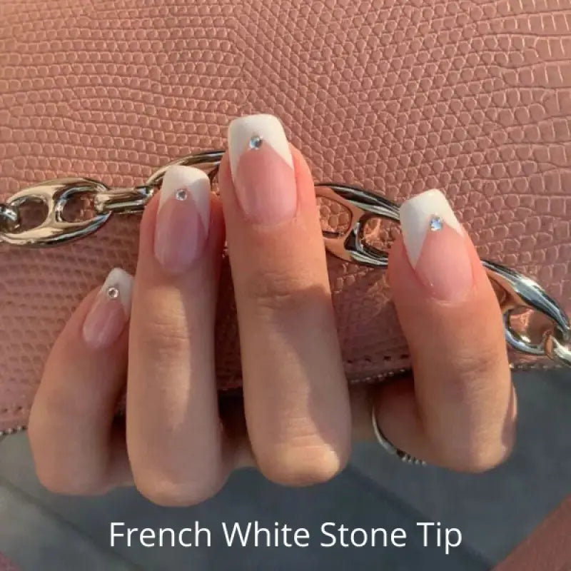 French White Stone Tip   FINGER NAIL TIPS Nails LE' HOST HAIR & WIGS