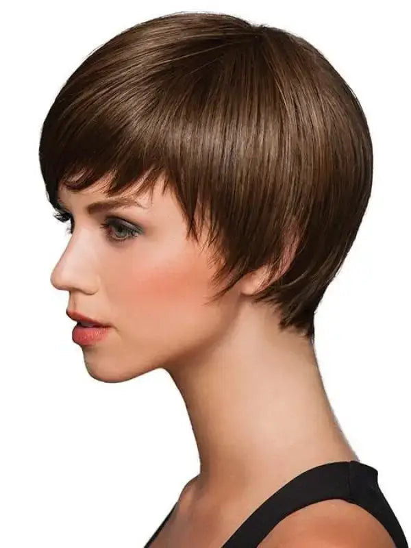 HD Short & Sleek Wig R4/35S – Heat-Friendly Tru2Life Synthetic Wig with Asymmetrical Boy Cut and Shattered Bangs