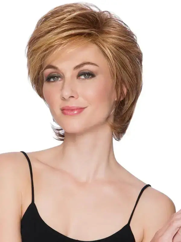 HD Short Tapered Crop R11S Wig – Layered Synthetic Wig with Crown Volume and Eyelash Bang