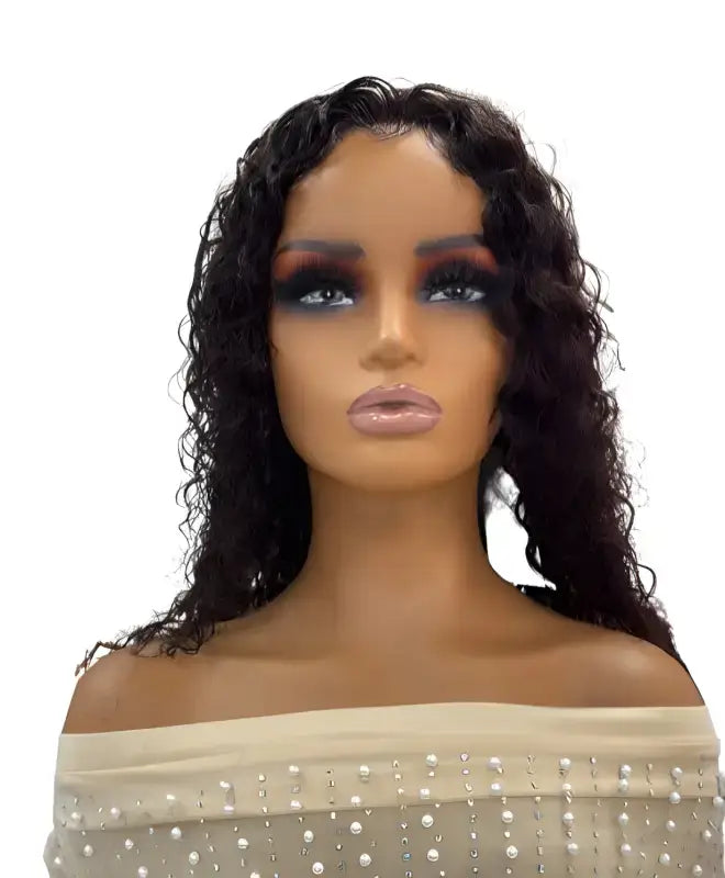 Johanna 8" front lace deep wave wig made from premium human hair.