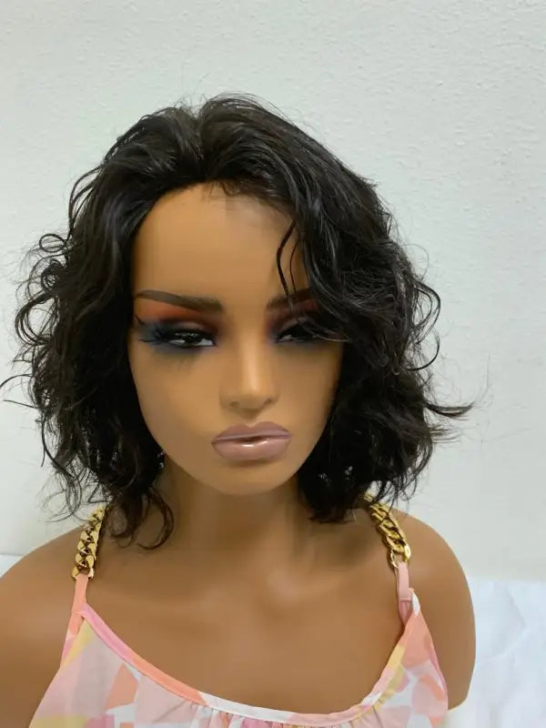 Body Wave 12" 1B-Off Black Custom Indian Curly Lace Wig – Premium Quality for a Natural Look wig LE' HOST HAIR & WIGS