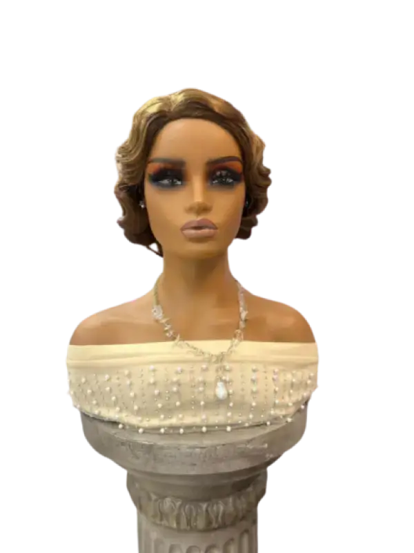 Flapper Girl Wig – Short Wavy Synthetic Bob in Warm Brunette for Vintage Glam Look