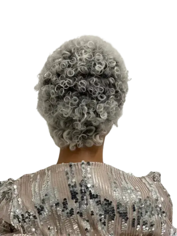    QT Curl | Short Curly Pixie Wig - Elegant Silver Gray Curls wig LE' HOST HAIR & WIGS