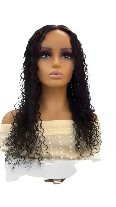 Sage 18" lace front curly human hair wig in Dark Brown for a natural, elegant look.