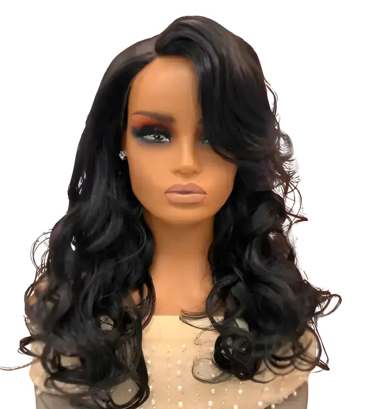 Sandra Synthetic Long Wig with Loose Wavy Curls in 1B Off-Black