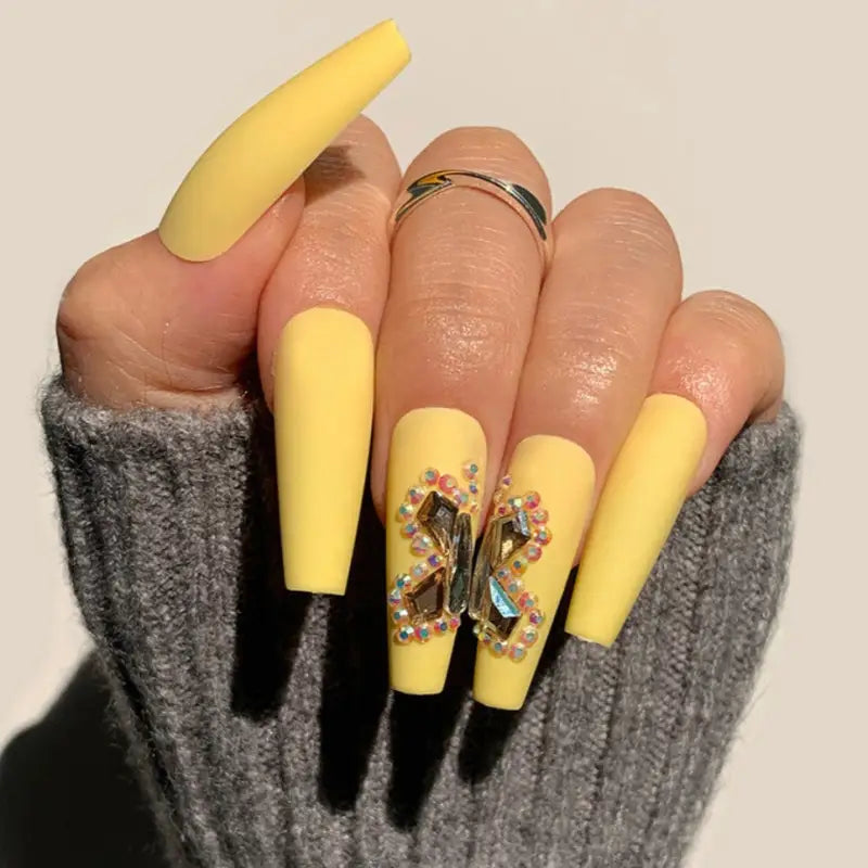 Happy Yellow 3  STILETTO NAIL TIPS Nails LE' HOST HAIR & WIGS